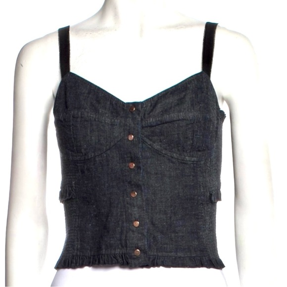CHLOE See by Chloe Bustier Style Snap Front Chambray Cropped Cami Size 10 NEW - Picture 13 of 15